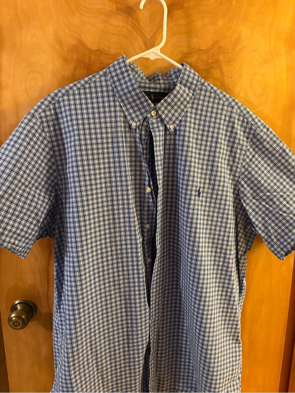 Ralph Lauren Blue Plaid Short-Sleeve Button-Down Shirt